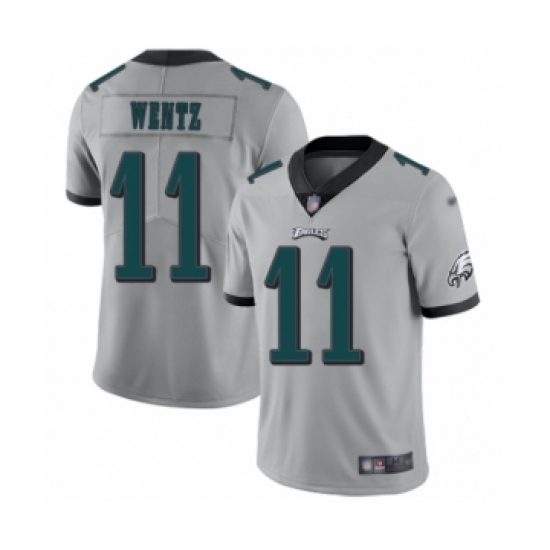 Youth Philadelphia Eagles 11 Carson Wentz Limited Silver Inverted Legend Football Jersey