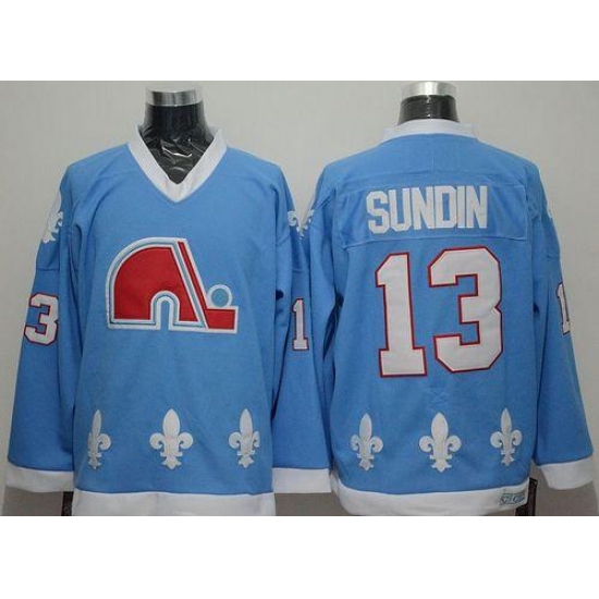 Nordiques 13 Mats Sundin Light Blue CCM Throwback Stitched NHL Jersey