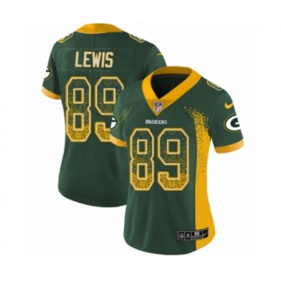 Women's Nike Green Bay Packers 89 Marcedes Lewis Limited Green Rush Drift Fashion NFL Jersey