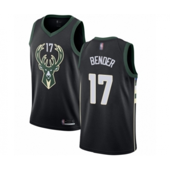 Men's Milwaukee Bucks 17 Dragan Bender Authentic Black Basketball Jersey - Statement Edition