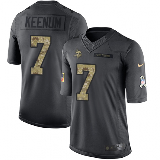 Men's Nike Minnesota Vikings 7 Case Keenum Limited Black 2016 Salute to Service NFL Jersey