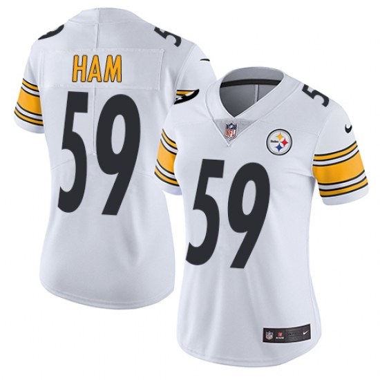 Women's Nike Pittsburgh Steelers 59 Jack Ham White Vapor Untouchable Limited Player NFL Jersey