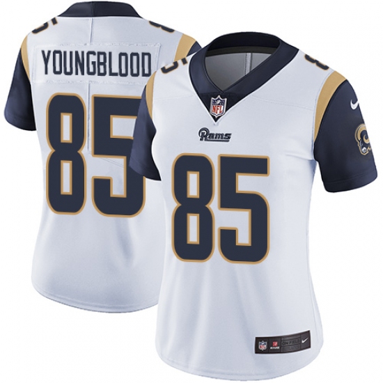 Women's Nike Los Angeles Rams 85 Jack Youngblood White Vapor Untouchable Limited Player NFL Jersey