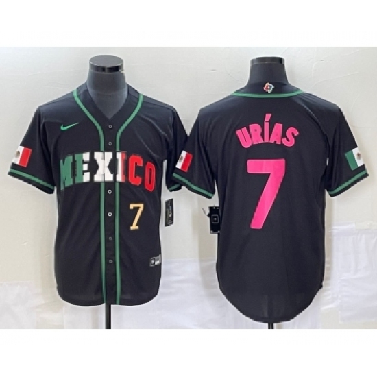 Men's Mexico Baseball 7 Julio Urias Number 2023 Black World Baseball Classic Stitched Jersey3