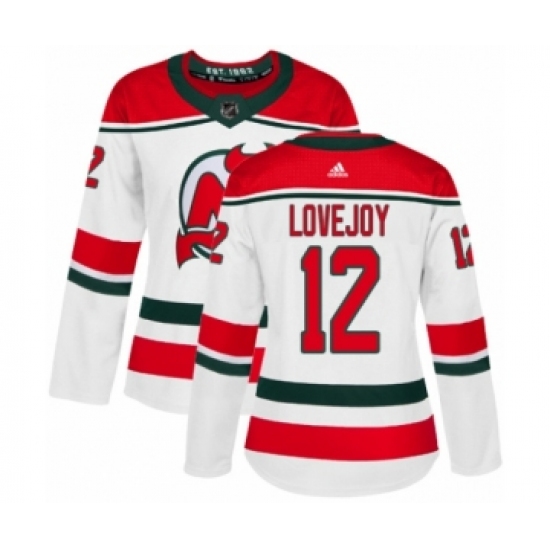 Women's Adidas New Jersey Devils 12 Ben Lovejoy Authentic White Alternate NHL Jersey