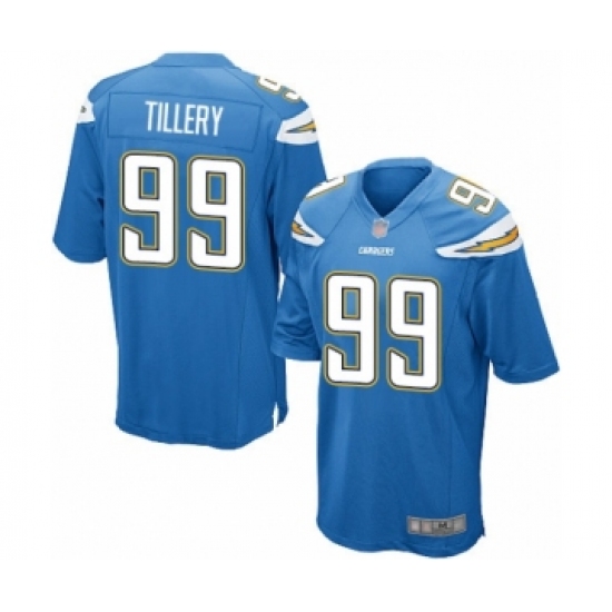Men's Los Angeles Chargers 99 Jerry Tillery Game Electric Blue Alternate Football Jersey