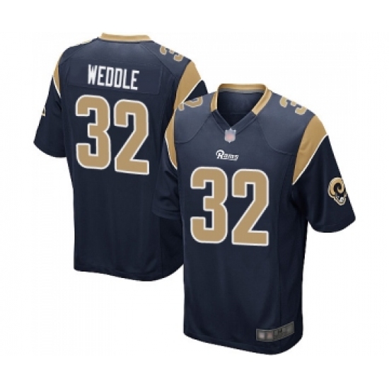 Men's Los Angeles Rams 32 Eric Weddle Game Navy Blue Team Color Football Jersey