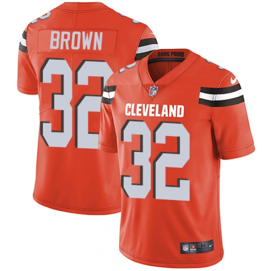 Men's Nike Cleveland Browns 32 Jim Brown Orange Alternate Vapor Untouchable Limited Player NFL Jersey