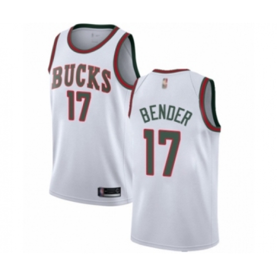 Women's Milwaukee Bucks 17 Dragan Bender Authentic White Fashion Hardwood Classics Basketball Jersey