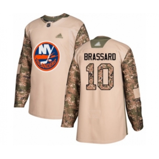 Men's New York Islanders 10 Derick Brassard Authentic Camo Veterans Day Practice Hockey Jersey