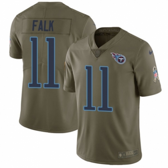 Men's Nike Tennessee Titans 11 Luke Falk Limited Olive 2017 Salute to Service NFL Jersey