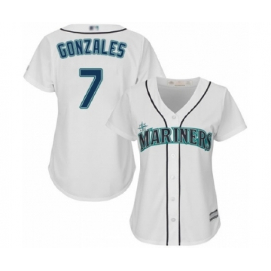 Women's Seattle Mariners 7 Marco Gonzales Authentic White Home Cool Base Baseball Player Jersey