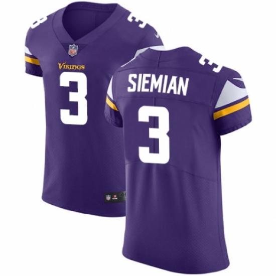 Men's Nike Minnesota Vikings 3 Trevor Siemian Purple Team Color Vapor Untouchable Elite Player NFL Jersey