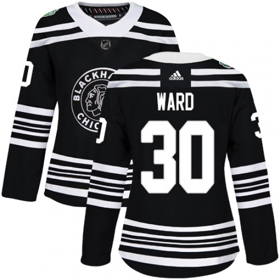Women's Adidas Chicago Blackhawks 30 Cam Ward Authentic Black 2019 Winter Classic NHL Jersey