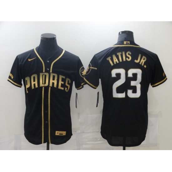 Men's San Diego Padres 23 Fernando Tatis Jr. Black Gold Realtree Collection Jersey