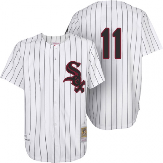 Men's Mitchell and Ness Chicago White Sox 11 Luis Aparicio Authentic White Throwback MLB Jersey