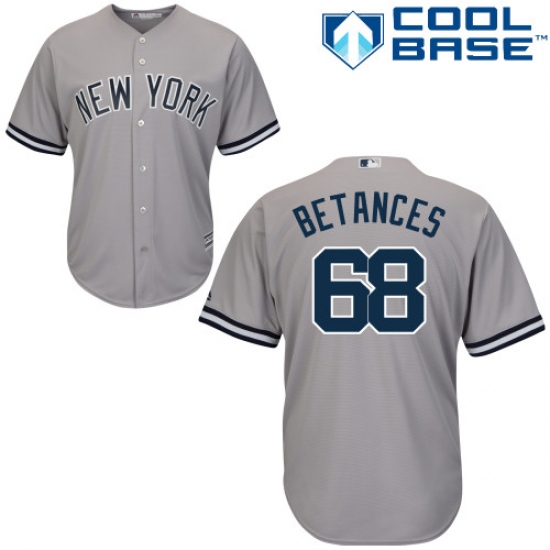 Men's Majestic New York Yankees 68 Dellin Betances Replica Grey Road MLB Jersey