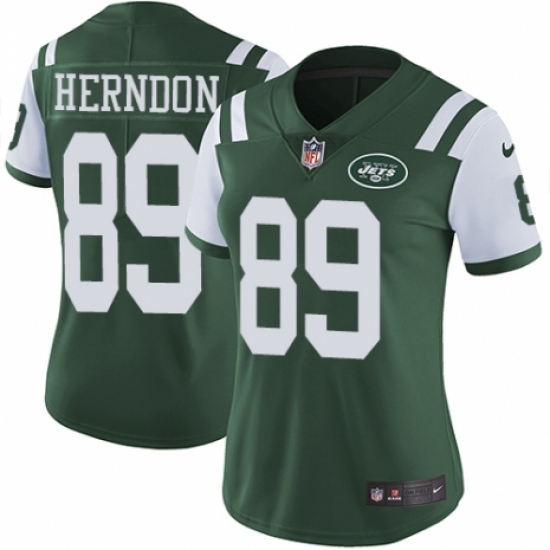 Women's Nike New York Jets 89 Chris Herndon Green Team Color Vapor Untouchable Limited Player NFL Jersey