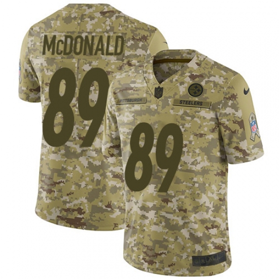 Youth Nike Pittsburgh Steelers 89 Vance McDonald Limited Camo 2018 Salute to Service NFL Jersey