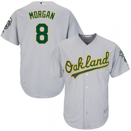 Men's Majestic Oakland Athletics 8 Joe Morgan Replica Grey Road Cool Base MLB Jersey