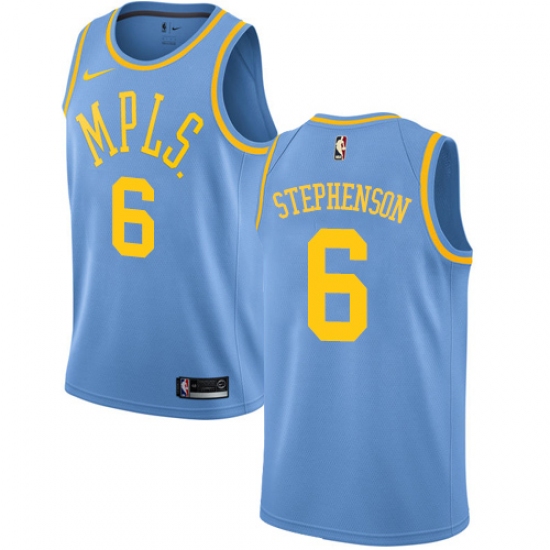 Men's Nike Los Angeles Lakers 6 Lance Stephenson Swingman Blue Hardwood Classics NBA Jersey