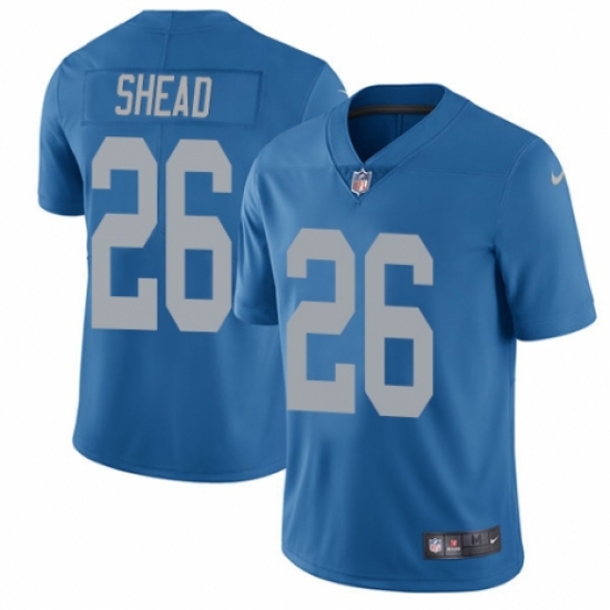 Youth Nike Detroit Lions 26 DeShawn Shead Blue Alternate Vapor Untouchable Elite Player NFL Jersey