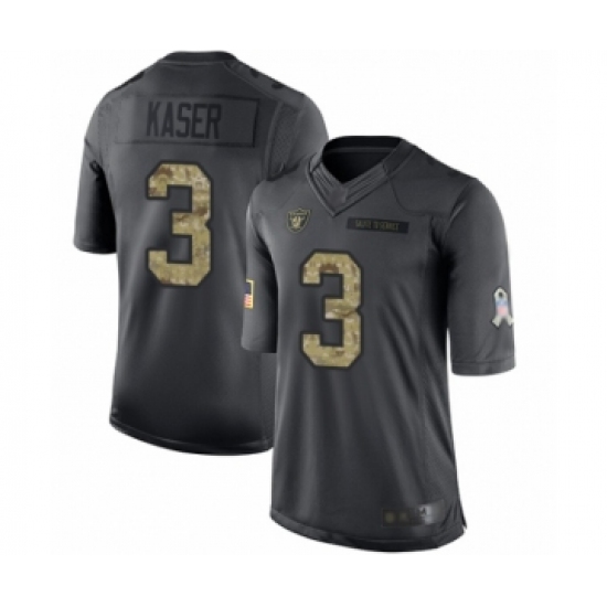 Youth Oakland Raiders 3 Drew Kaser Limited Black 2016 Salute to Service Football Jersey