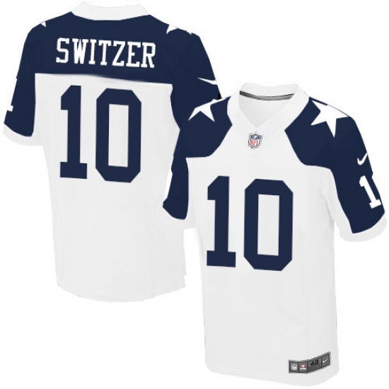 Men's Nike Dallas Cowboys 10 Ryan Switzer Elite White Throwback Alternate NFL Jersey