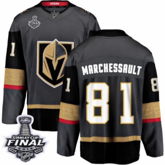 Men's Vegas Golden Knights 81 Jonathan Marchessault Authentic Black Home Fanatics Branded Breakaway 2018 Stanley Cup Final NHL Jersey