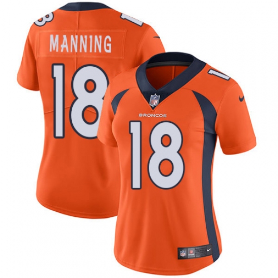 Women's Nike Denver Broncos 18 Peyton Manning Orange Team Color Vapor Untouchable Limited Player NFL Jersey