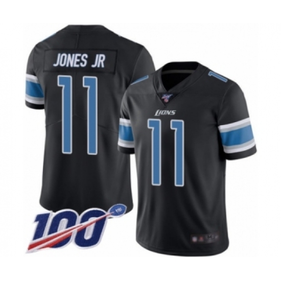 Men's Detroit Lions 11 Marvin Jones Jr Limited Black Rush Vapor Untouchable 100th Season Football Jersey