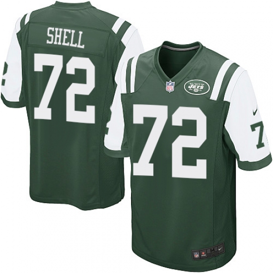 Men's Nike New York Jets 72 Brandon Shell Game Green Team Color NFL Jersey