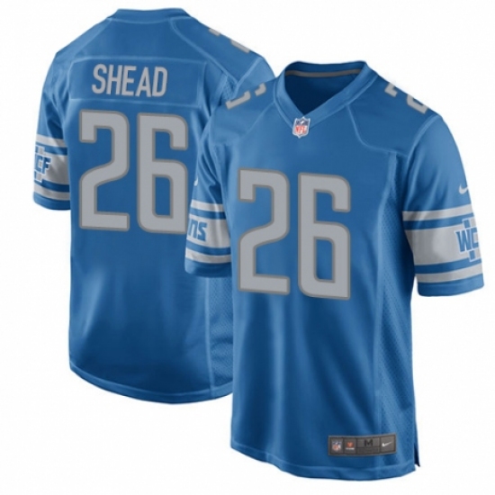 Men's Nike Detroit Lions 26 DeShawn Shead Game Blue Team Color NFL Jersey
