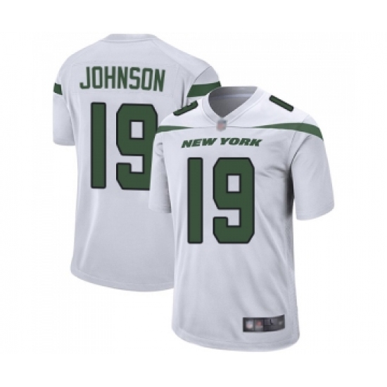 Men's New York Jets 19 Keyshawn Johnson Game White Football Jersey