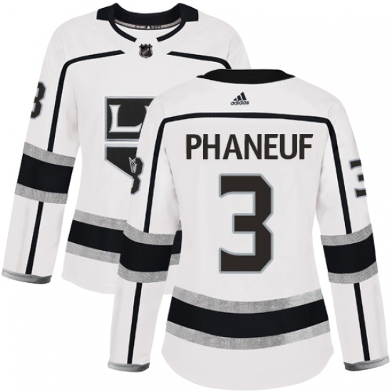Women's Adidas Los Angeles Kings 3 Dion Phaneuf Authentic White Away NHL Jersey