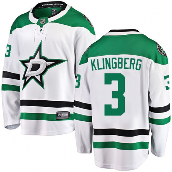 Youth Dallas Stars 3 John Klingberg Authentic White Away Fanatics Branded Breakaway NHL Jersey