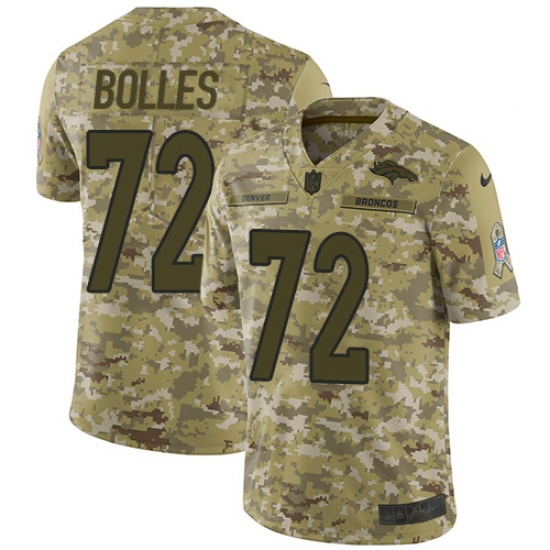 Youth Nike Denver Broncos 72 Garett Bolles Limited Camo 2018 Salute to Service NFL Jersey