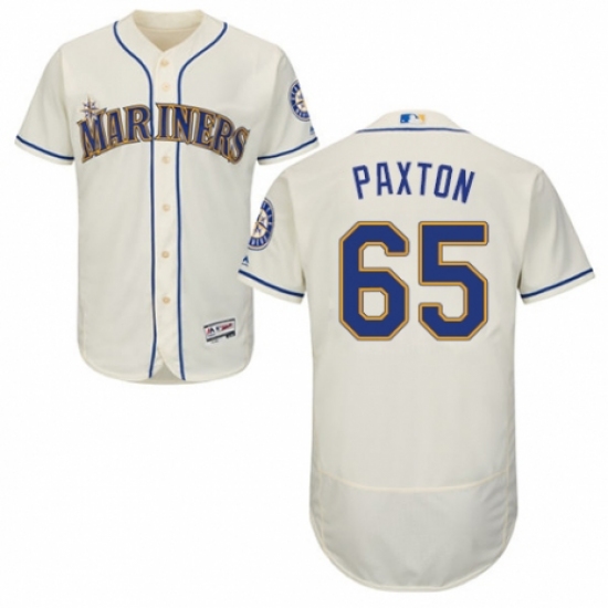 Men's Majestic Seattle Mariners 65 James Paxton Cream Alternate Flex Base Authentic Collection MLB Jersey