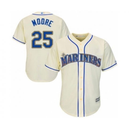 Youth Seattle Mariners 25 Dylan Moore Authentic Cream Alternate Cool Base Baseball Player Jersey