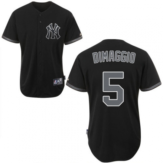 Men's Majestic New York Yankees 5 Joe DiMaggio Authentic Black Fashion MLB Jersey