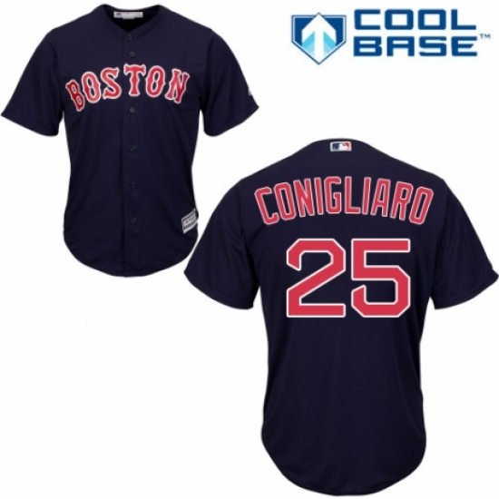 Youth Majestic Boston Red Sox 25 Tony Conigliaro Authentic Navy Blue Alternate Road Cool Base MLB Jersey - Click Image to Close
