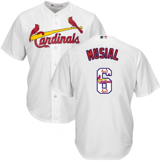 Men's Majestic St. Louis Cardinals 6 Stan Musial Authentic White Team Logo Fashion Cool Base MLB Jersey