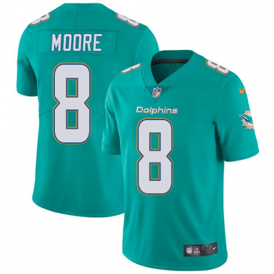 Youth Nike Miami Dolphins 8 Matt Moore Aqua Green Team Color Vapor Untouchable Limited Player NFL Jersey