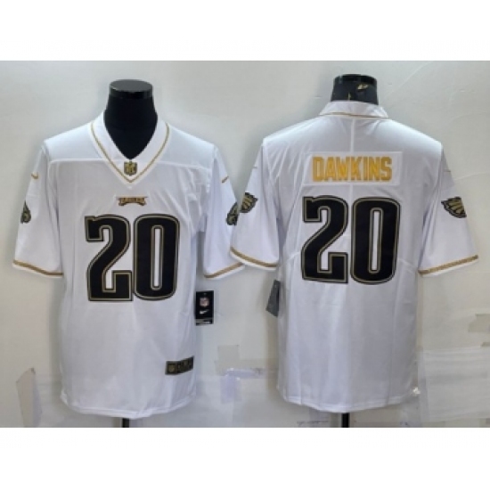 Men's Philadelphia Eagles 20 Brian Dawkins White Gold Limited Stitched Jersey