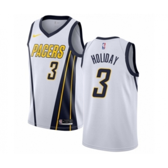 Men's Nike Indiana Pacers 3 Aaron Holiday White Swingman Jersey - Earned Edition