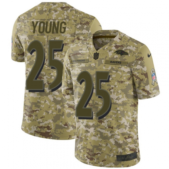 Youth Nike Baltimore Ravens 25 Tavon Young Limited Camo 2018 Salute to Service NFL Jersey