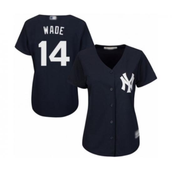 Women's New York Yankees 14 Tyler Wade Authentic Navy Blue Alternate Baseball Player Jersey