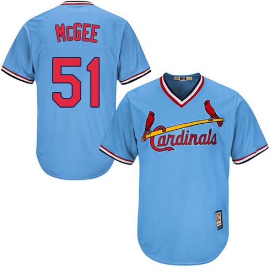 Men's Majestic St. Louis Cardinals 51 Willie McGee Replica Light Blue Cooperstown MLB Jersey