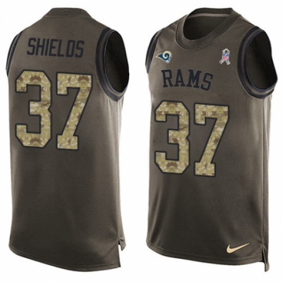 Men's Nike Los Angeles Rams 37 Sam Shields Limited Green Salute to Service Tank Top NFL Jersey