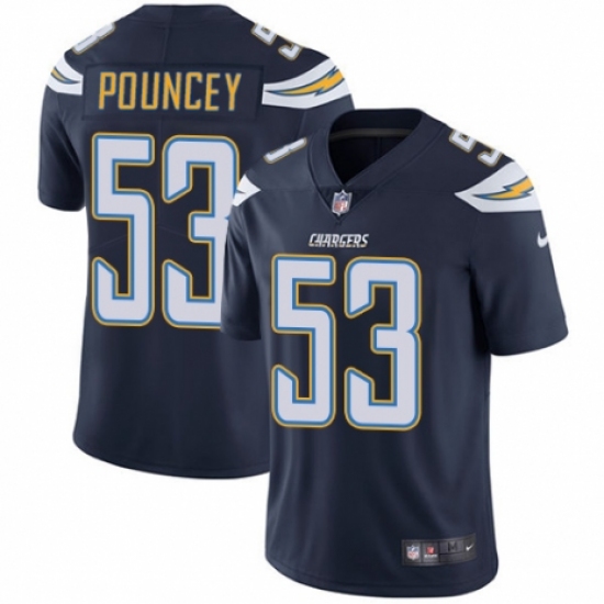 Men's Nike Los Angeles Chargers 53 Mike Pouncey Navy Blue Team Color Vapor Untouchable Limited Player NFL Jersey
